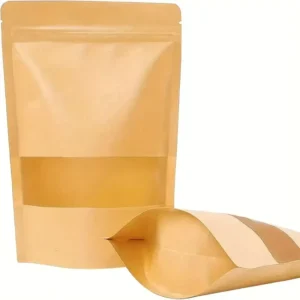 Kraft Paper Cookie Packaging Stand-Up Ziplock Pouch with Window