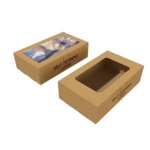 Kraft Paper Corrugated Mailing Box with PVC PET Transparent Window, Foldable