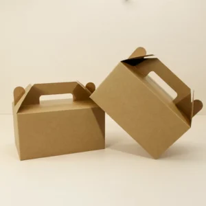 Kraft Paper Corrugated Shipping Carton with Handle, White Cardboard Food and Gift Box
