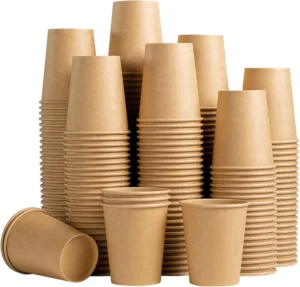 Kraft Paper Cups Leak Proof Disposable 200 Count for Hot Cold Beverages Parties