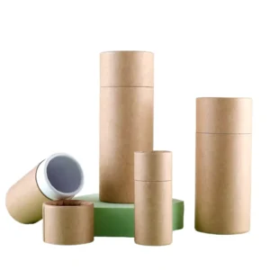 Kraft Paper Cylindrical Gift Tube with Lid, Eco-Friendly Round Packaging Canister for Bottles, Candles, and Tea, Multi-Size