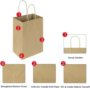 Kraft Paper Deli Gift Bag, Mini, Brown, Personalized Logo