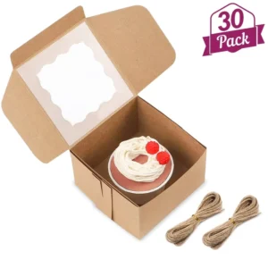 Kraft Paper Disposable Cake Box with Transparent Window