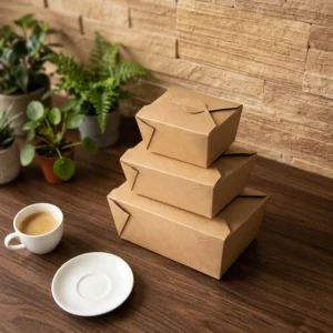 Kraft Paper Disposable Catering Packaging Box for Fried Chicken and Salad