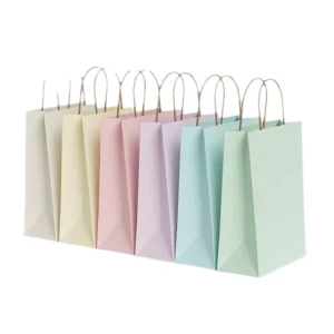 Kraft Paper Disposable Food Packaging Bag With Handle for Takeaway, Retail, Shopping, and Gifts