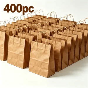 Kraft Paper Double Cup Carrier Bag for Coffee Takeaway, Disposable 2-Cup Holder with Handle