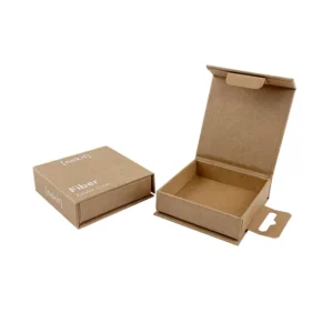 Kraft Paper Flip-Top Box with Hanging Tab for Small Electronics