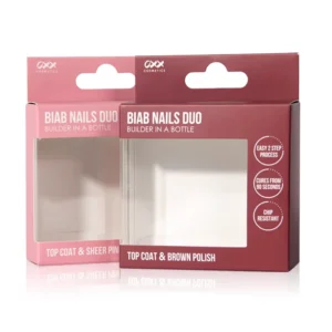 Kraft Paper Foldable Window Box with PVC Transparent Window for Nail Duo Packaging