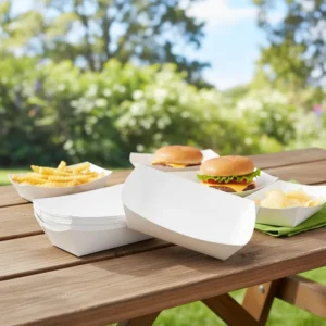 Kraft Paper Food Boat Tray for Snacks, Chicken, Salad, and French Fries