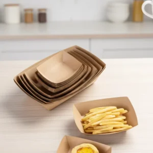 Kraft Paper Food Boat Trays Grease Resistant for Restaurants and Food Trucks