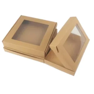 Kraft Paper Food Container Box with Clear Window Lid
