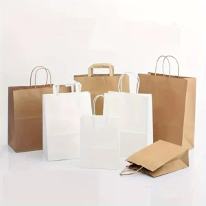 Kraft Paper Food Packaging Bag with Handle