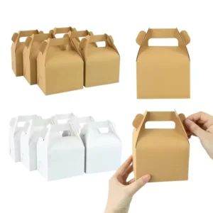 Kraft Paper Food Packaging Box with Handle for Fast Food