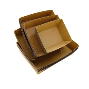 Kraft Paper Food Tray Multiple Sizes Foldable Greaseproof for Fries, Hot Dogs, Snacks, and Catering