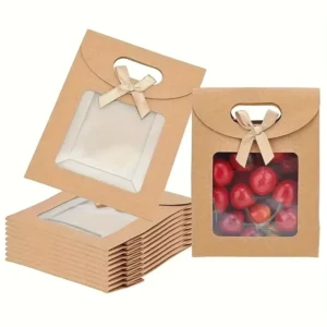 Kraft Paper Gift Bag with Transparent Window for Candies Cookies Wedding Thanksgiving Party