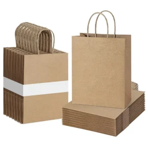 Kraft Paper Gift Bags 8 x 4.25 x 10 Inches Brown 200 Pcs for Party Packaging