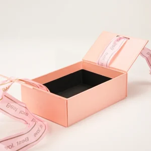 Kraft Paper Gift Box with Embossed Satin Ribbon for Weddings and Birthdays