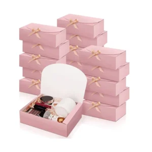 Kraft Paper Gift Box with White Ribbon for Wedding, Birthday, Cupcake, and Proposal Packaging
