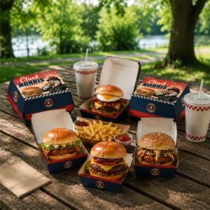 Kraft Paper Hamburger Box Custom Size Full-Color Logo Printing Fast Food Container