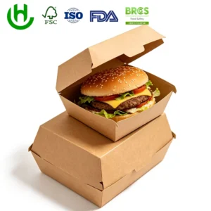 Kraft Paper Hamburger Box, Leakproof and Oil-Resistant Folding Takeaway Food Box