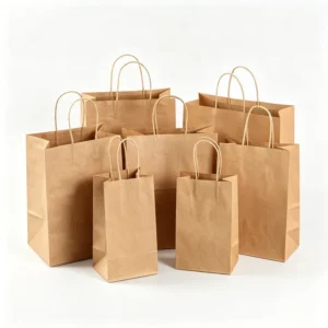 Kraft Paper Handle Bags for Food Takeaway Bakery Packaging Custom Printed Eco Friendly Shopping Gift Bags