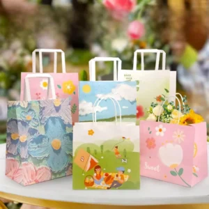 Kraft Paper Holiday Gift Bag for Clothing, Takeaway, Baking, and Food and Beverage Packaging