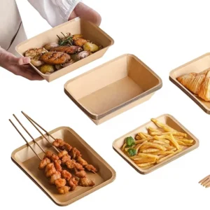 Kraft Paper Laminated Disposable Food Tray for Barbecue, Chicken Nuggets, and Picnic Takeaway
