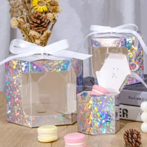 Kraft Paper Laser Window Folding Box for Cake, Candy, and Food Packaging, Recycled Material