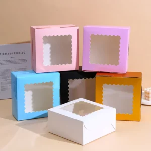 Kraft Paper Macaron, Cake, Donut and Pastry Boxes with Window