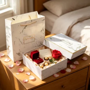 Kraft Paper Magnetic Folding Gift Box with Gold Stamping for Wedding Party Favors and Candy Packaging