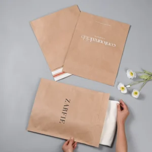 Kraft Paper Mailer Envelope with Adhesive Strip Seal, Expandable Gusset, and Custom Logo Print