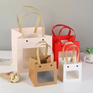 Kraft Paper Nail Gift Bag with Clear Window and Resealable Closure