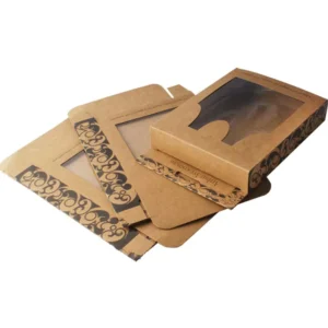 Kraft Paper Packaging Box with PVC Window, Long Cotton Screen, Matt Lamination, Customizable Gift Packaging