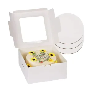 Kraft Paper Rectangular Cake Box with Clear Window and Square Board for Cake Roll Packaging