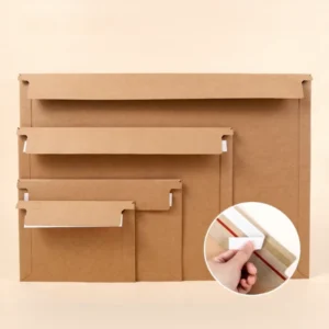 Kraft Paper Rigid Mailers Sturdy Cardboard Mailer Boxes Peel Seal Closure Tear Strip Custom Logo for Clothing Books