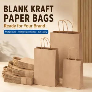 Kraft Paper Shopping Bag with Handles, Eco-Friendly Durable Retail Packaging