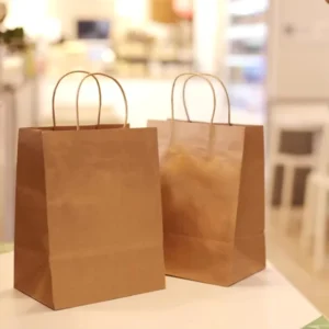 Kraft Paper Shopping Bags with Custom Logo, Recycled Materials, for Pizza and Sushi