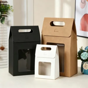 Kraft Paper Simple Portable Window Gift Box Packaging Paper Bag