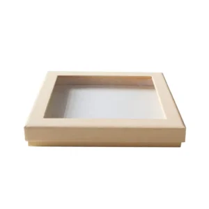 Kraft Paper Sliding Drawer Gift Box with PVC Clear Window, Brown