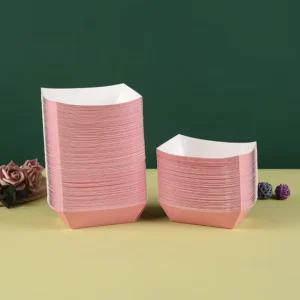 Kraft Paper Snack Boat Box, Disposable Oil-Proof Takeaway Fries and Fried Chicken Packaging Box