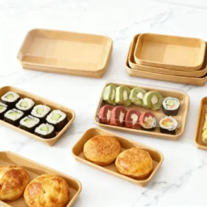 Kraft Paper Snack Tray with Anti-Fog Lid, Microwavable Disposable Noodle Takeaway Packaging, Recyclable