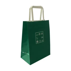Kraft Paper Takeaway Bag with Flat Paper Handle Eco-Recyclable Burger, Pizza, Sandwich, and Fast Food Packaging
