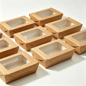 Kraft Paper Takeout Box with Clear Window Disposable Food-Grade Eco-Friendly Packaging for Bakery Fried Chicken Restaurant