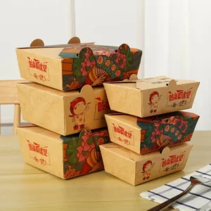 Kraft Paper Takeout Food Box with Leak-Proof Snap Lock for Fried Chicken and Fast Food Delivery