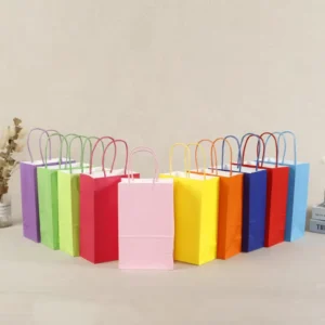 Kraft Paper Tote Bag, Red New Year, Thickened, Gift Packaging