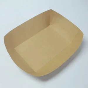 Kraft Paper Tray Food Grade Grease Resistant Brown Paper Serving Tray Recyclable for Fries Burger Snack Takeaway