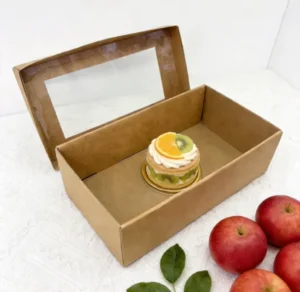 Kraft Paper Window Cake Gift Box with Thick PVC Window for Dessert and Cookie Packaging
