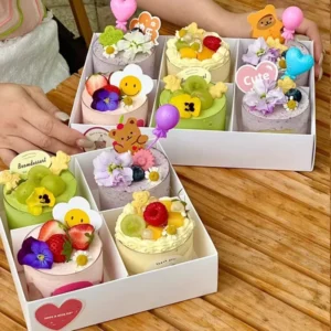 Kraft Paper Window Lunch Cake Box, White Grid, Transparent Window, Thickened Walls