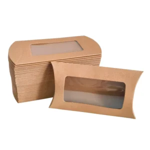 Kraft Paper Window Pillow Box Gift Box with Offset Printing for European Wedding Candy Packaging Stock