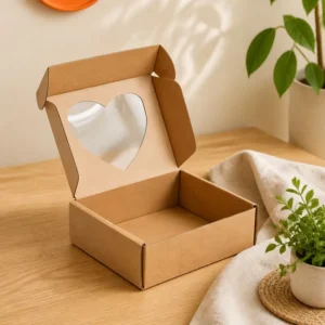 Kraft Paper Window Trinket Box with Hollow Cutout Lid Custom Logo Colors and Shapes